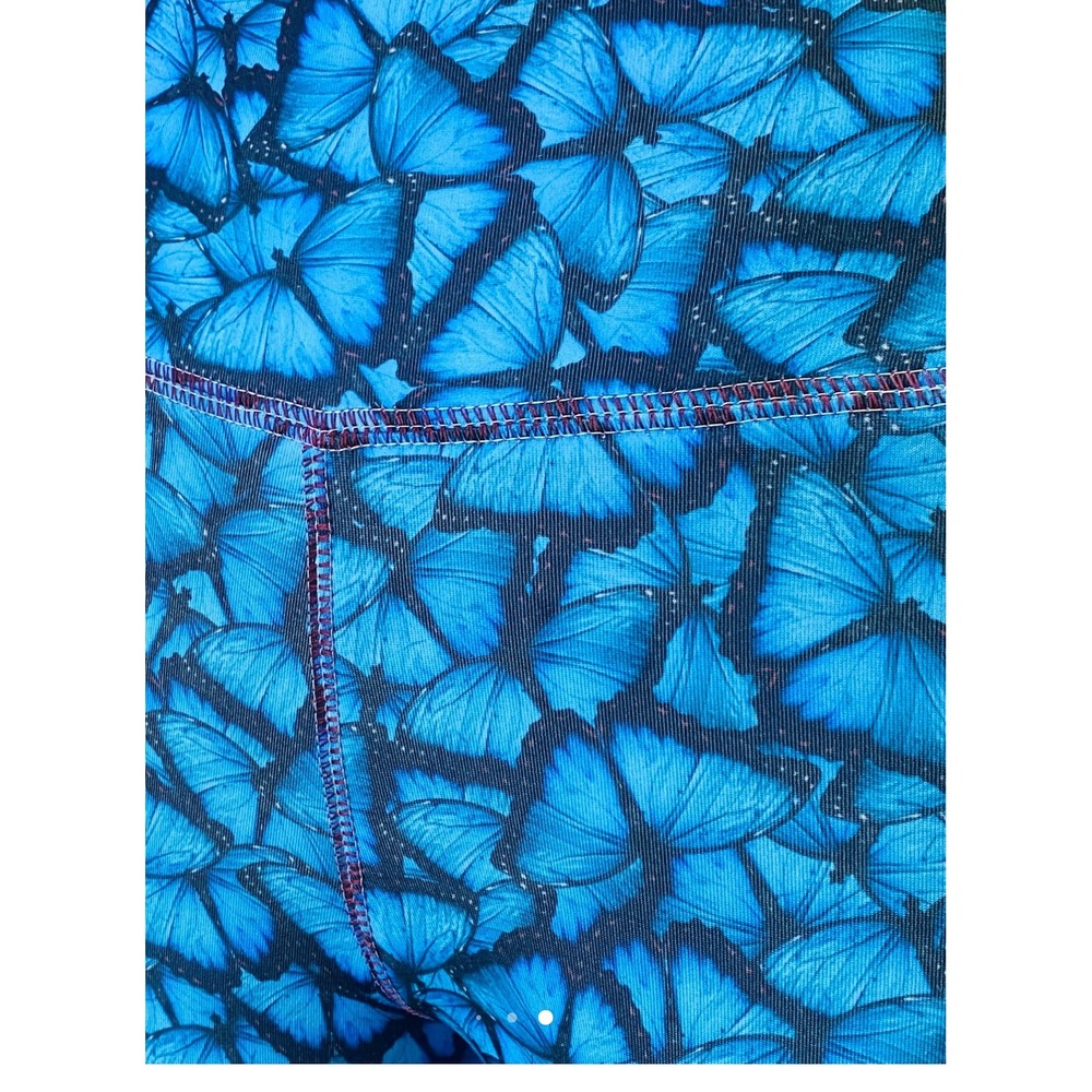 Brittany Allen Athleisure Blue Butterfly Print High Waisted Leggings X Large - Picture 3 of 5